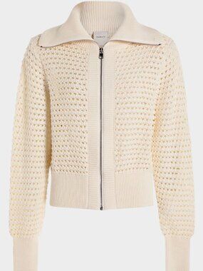 Varley Eloise Full Zip Knit Sweater in Egret - Cream. Size L (also in S, M)